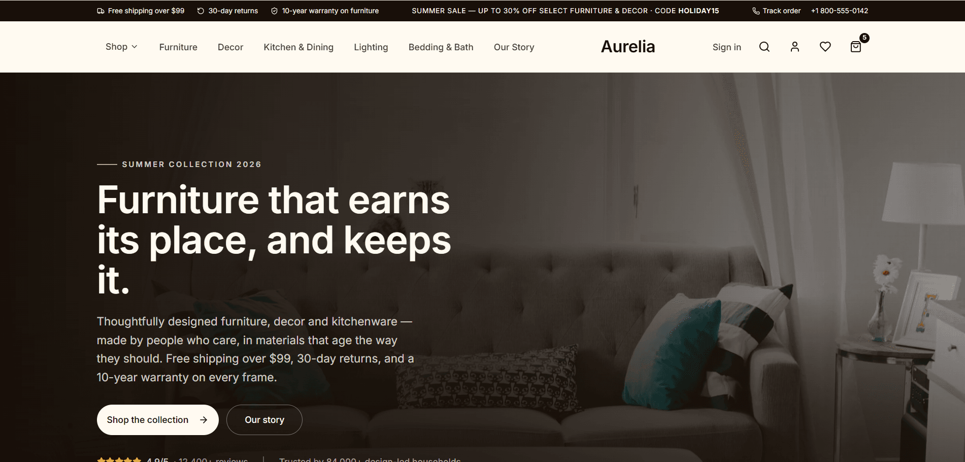 Aurelia Premium Next.js Ecommerce Storefront Template