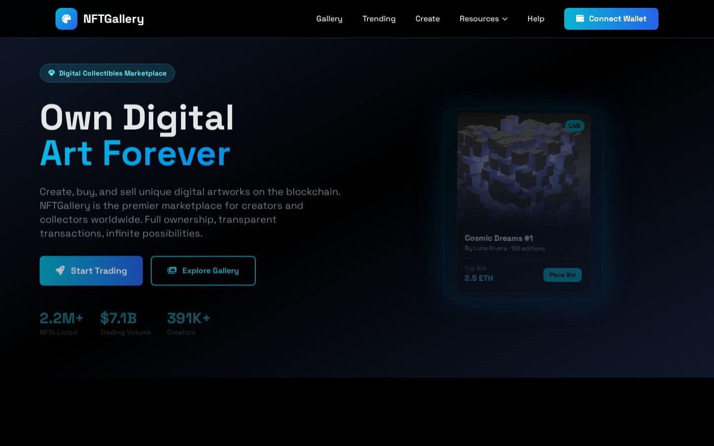 NFTGallery - Create & Trade Digital NFTs
