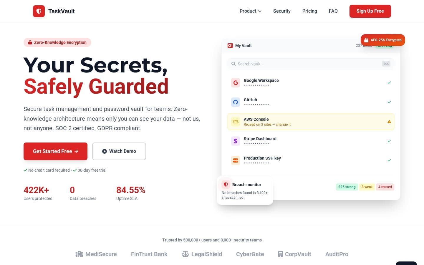 TaskVault - Secure Task & Password Management